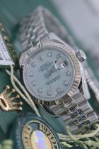 ROLEX DATEJUST REF. 179174 *FULL SET* FACTORY *RARE* WHITE/ SILVER PEARL DIAMOND DIAL