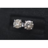 DIAMOND EAR STUDS - SET IN GOLD - TCW APPROX. 1.50CT