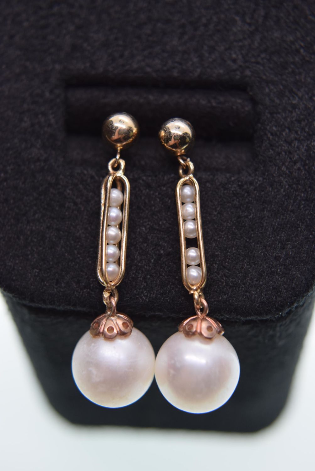 14K PEARL DROP EARRINGS APPROX 35MM DROP