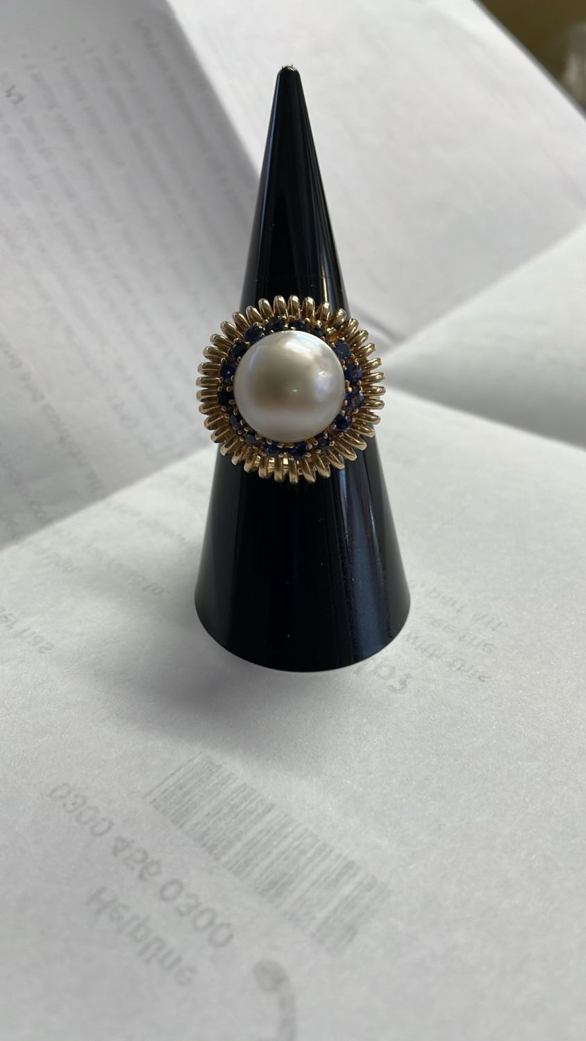 14ct sapphire and pearl large statement ring