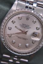 ROLEX DATEJUST 36MM - SILVER DIAMOND SET DIAL/ BEZEL (JUBILEE BRACELET) AUTOMATIC ROLEX MOVEMENT