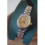 ROLEX DATEJUST 18CT GOLD/ STEEL 26MM LADIES MODEL (69173) - DIAMOND CHAMPAGNE DIAL - £9995 VALUATION