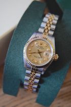 ROLEX DATEJUST 18CT GOLD/ STEEL 26MM LADIES MODEL (69173) - DIAMOND CHAMPAGNE DIAL - £9995 VALUATION