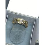 PRETTY 9ct GOLD MULTI STONE DIAMOND RING 