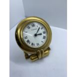 CARTIER PARIS COLISEE GOLD TRAVEL DESK ALARM CLOCK