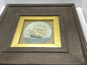 FRAMED PORTRAIT OF A GALLEON SAILING SHIP - POSSIBLY SIGNED WYKES