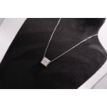 0.56CT DIAMOND & 14K WHITE GOLD PENDANT & CHAIN