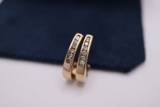 9K GOLD & DIAMOND (0.35CT) EARRINGS (HUGGIE STYLE)