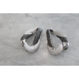 18K '750' WHITE GOLD - WHITE & BLACK DIAMOND EARRINGS