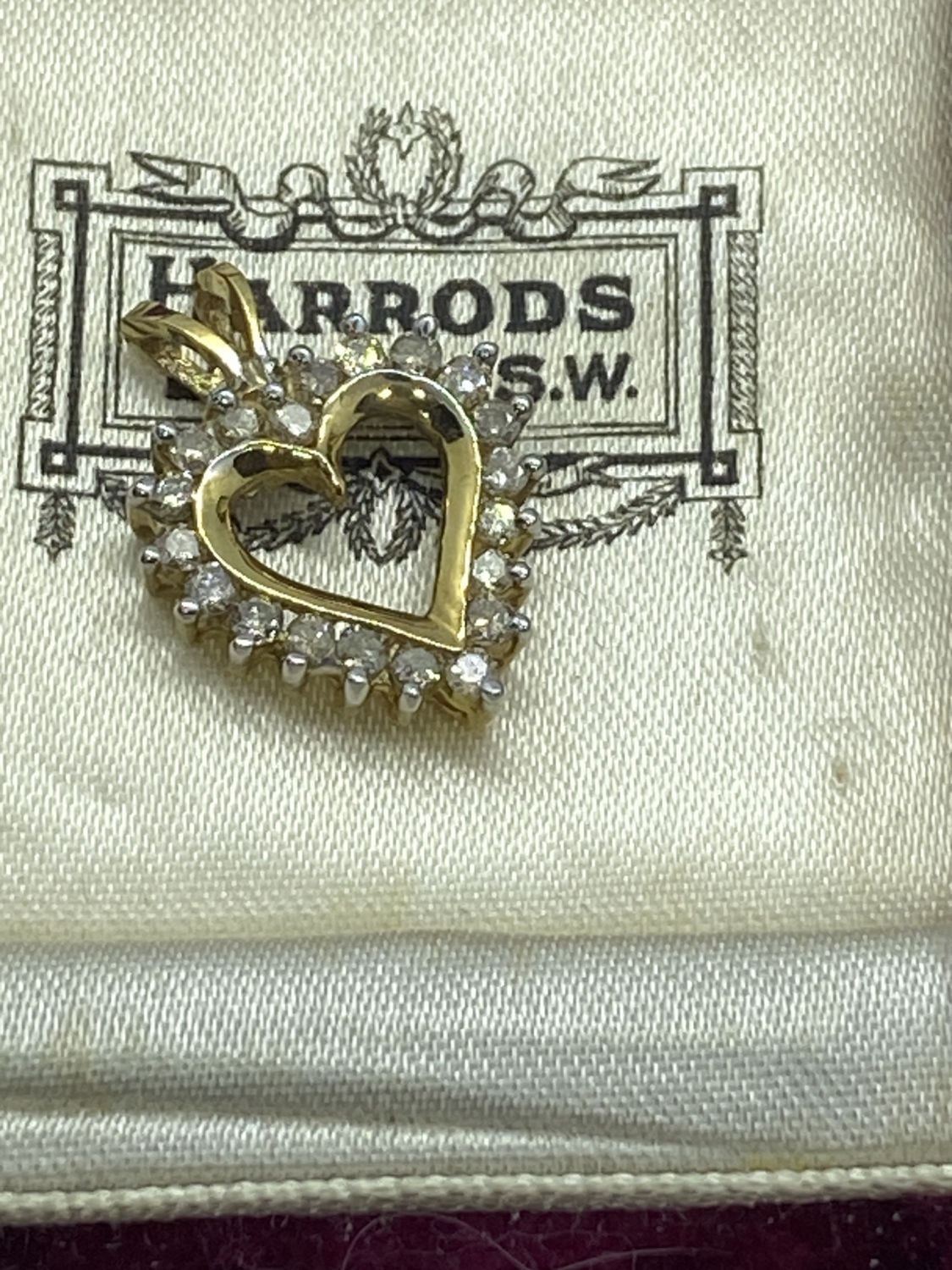 PRETTY 10ct YELLOW GOLD 0.50ct DIAMOND HEART PENDANT