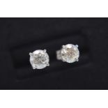 DIAMOND EAR STUDS - SET IN GOLD - TCW APPROX. 1.52CT