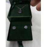 MATCHING TANZANITE NECKLACE AND EARRINGS SET IN 925 SILVER