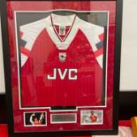 Framed Ian wright and tony Adams signed Arsenal shirt