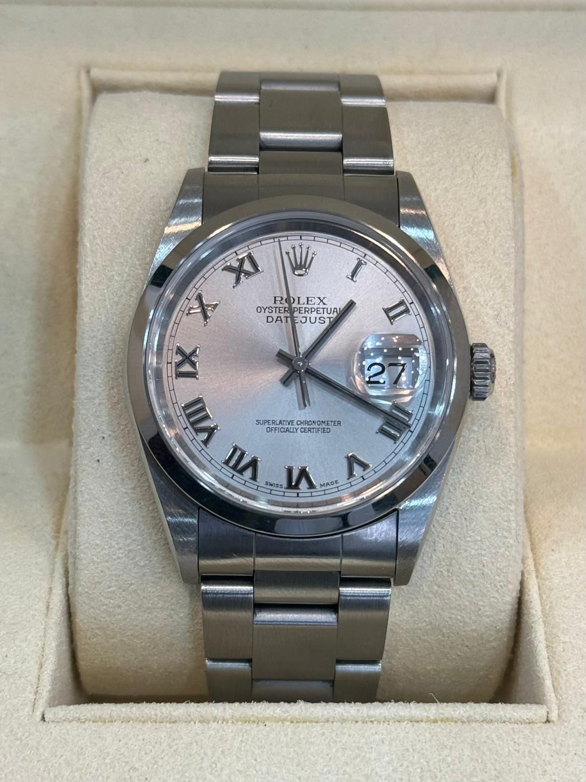 ROLEX DATEJUST 36mm STAINLESS STEEL (BOX & PAPERS) SILVER ROMAN NUMERAL DIAL - Image 2 of 6