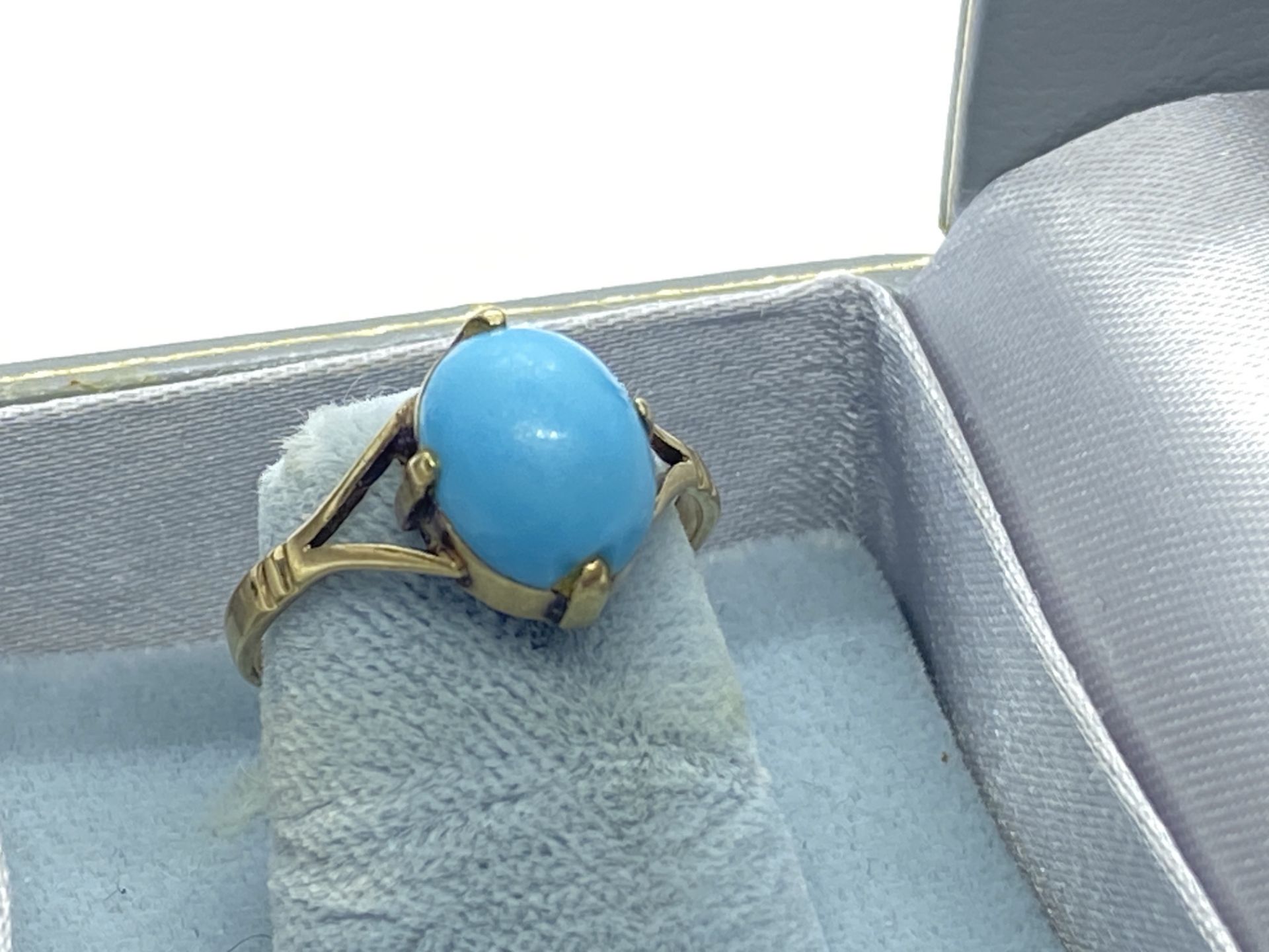 ANTIQUE 9ct GOLD TURQUOISE RING 