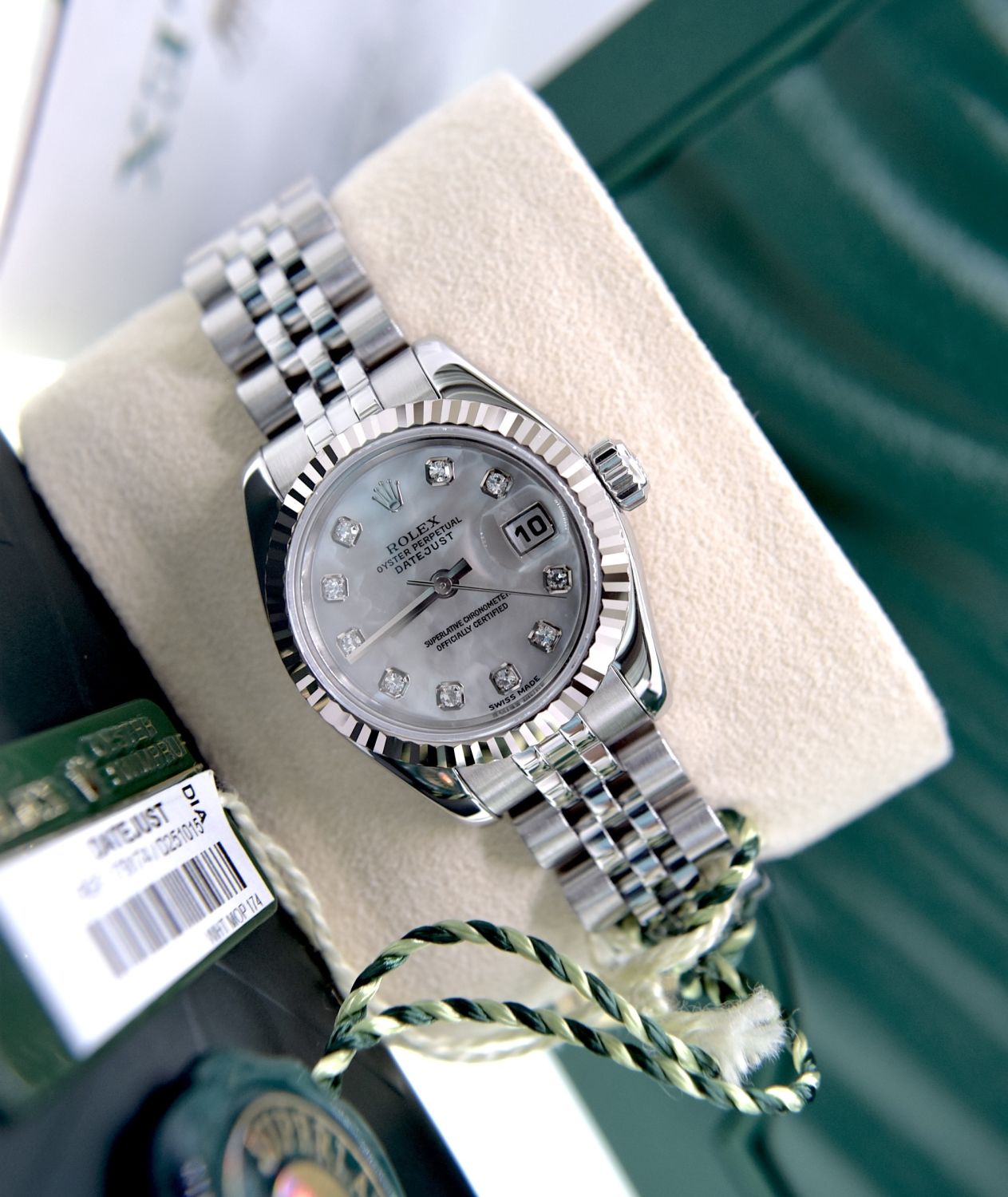 ROLEX DATEJUST REF. 179174 *FULL SET* FACTORY *RARE* WHITE/ SILVER PEARL DIAMOND DIAL - Bild 25 aus 40