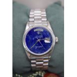 18K WHITE GOLD ROLEX DAY DATE REF. 18038 (36MM) LAPIZ LAZULI STONE DIAL