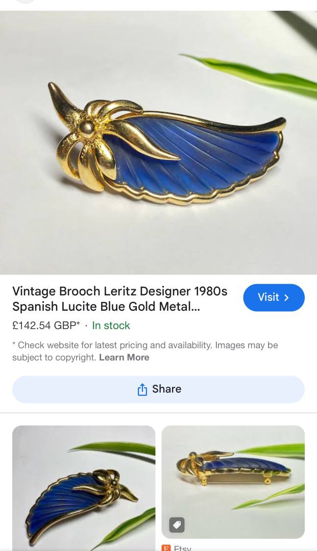 PAIR OF VINTAGE LERITZ DESIGNER 1980s GOLD METAL BROOCHES - Image 2 of 4
