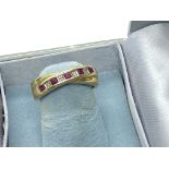 9ct GOLD RUBY & DIAMOND CROSSOVER RING