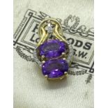 MOROCCAN AMETHYST 10ct YELLOW GOLD PENDANT APPROX. 20mm X 10mm