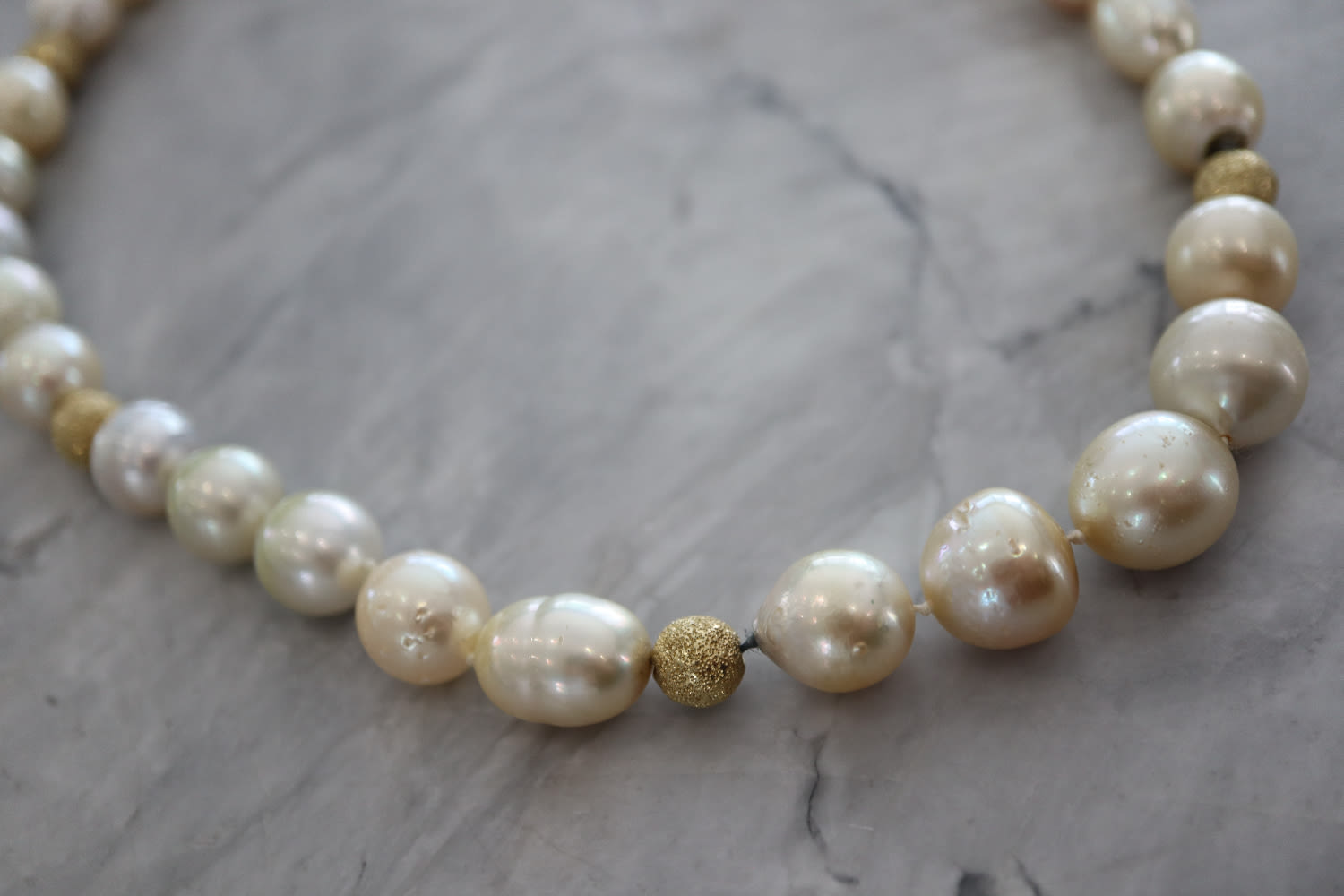 14K YELLOW GOLD & PEARL STRING NECKLACE