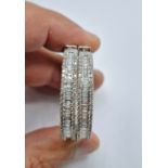 2.83CT DIAMOND / WHITE GOLD HOOP EARRINGS (ROUND & BAGUETTE CUT)