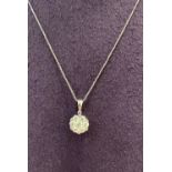 0.77CT DIAMOND CLUSTER PENDANT in 18K GOLD WITH CHAIN (3.1g Total Weight)
