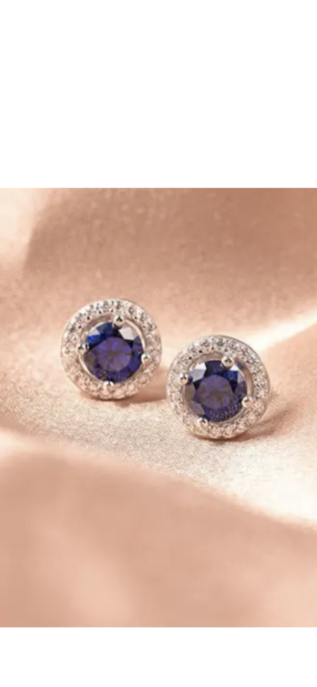 2.50ct BLUE SAPPHIRE & DIAMOND HALO EARRINGS SET IN WHITE GOLD