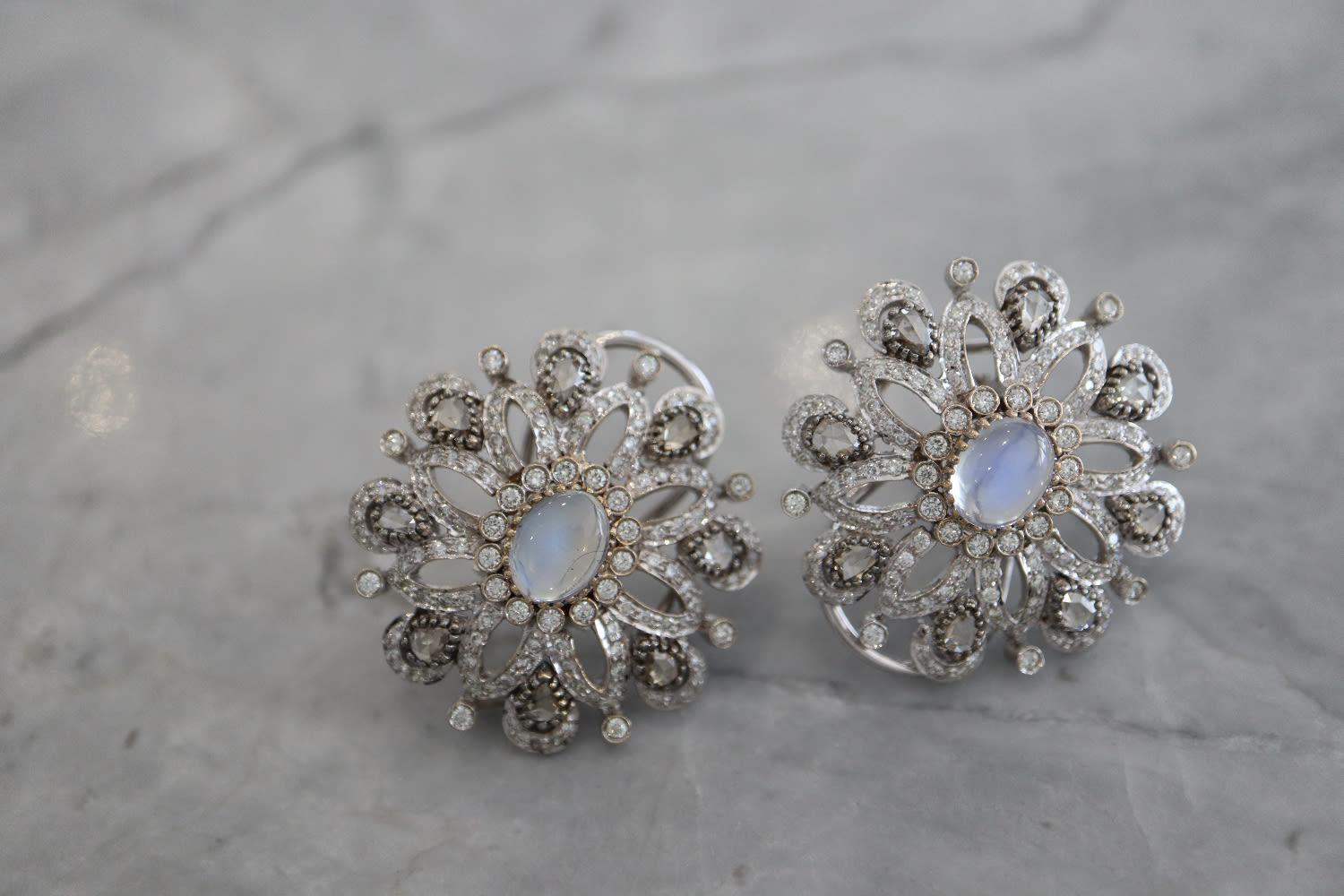 18K WHITE GOLD - DIAMOND & GEMSTONE EARRINGS