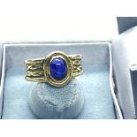 HEAVY 7.4 GRAMS 18ct GOLD STAR SAPPHIRE SET CELTIC BAND STYLE RING