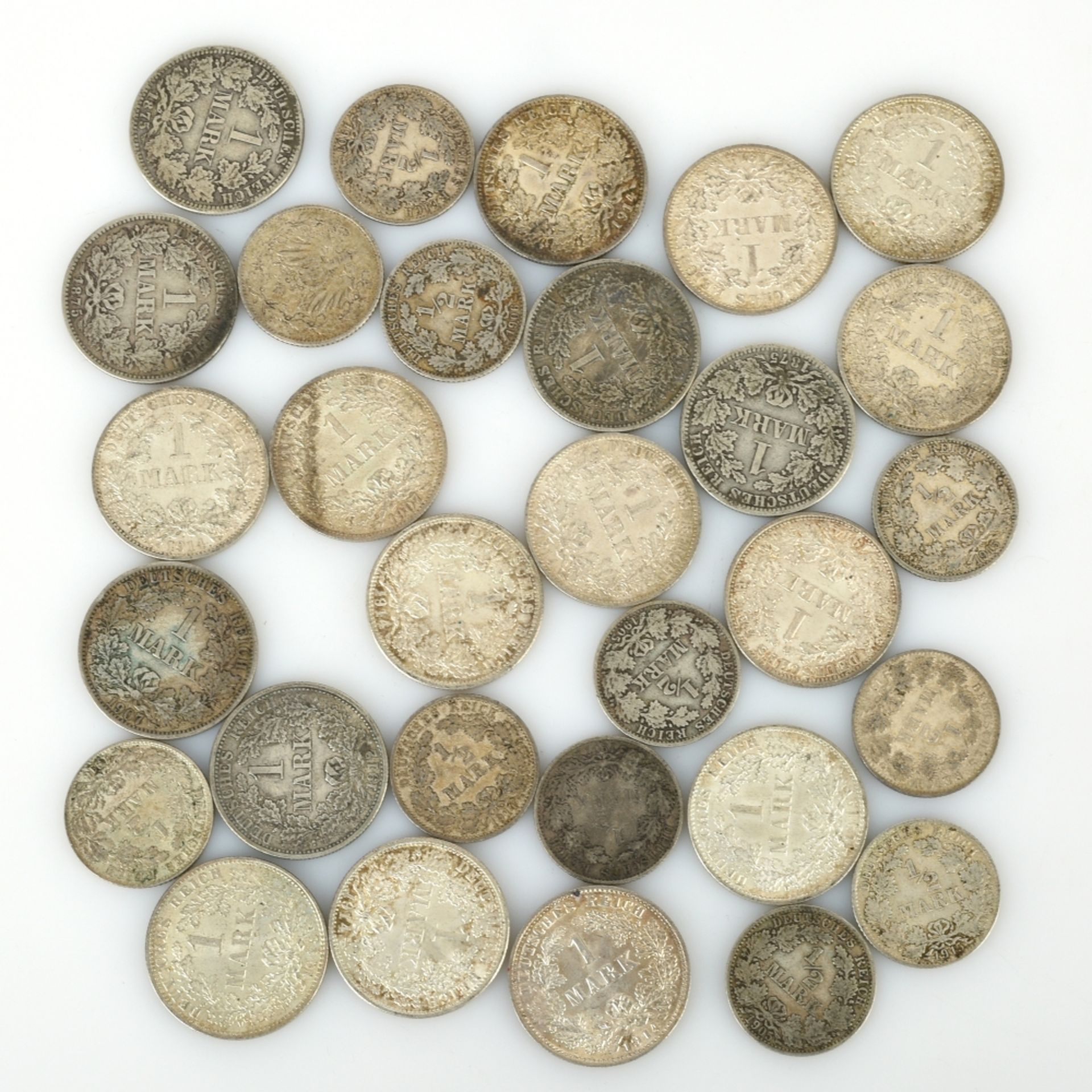 Konvolut 3 Mark-Münzen Kaiserreich