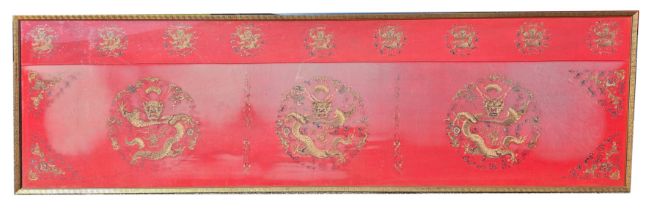 Chinese Gold Thread Silk Dragon Tapestry