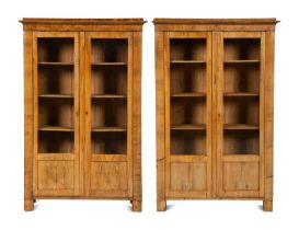 Pair of Biedermeier Figured Birch Bookcases