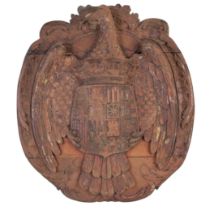 Continental Carved Polychrome Heraldic Crest