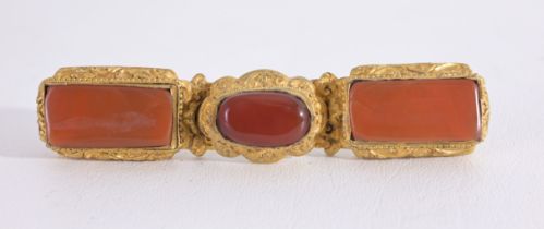 Antique Chinese Gilded Carnelian Belt Buckle