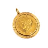 20 Gold Dollar Anhänger Liberty Head, USA 1904, lose