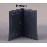 HERMES Brieftasche, dunkelblaues Leder, 1 Scheinfach,