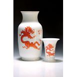 2 Vasen, Meissen, um 1880-90, 1. Wahl, Dekor roter
