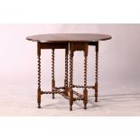 Kleiner Gate-Leg-Table, England, um 1900, Eiche massiv,