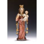 Heiligenfigur, Mutter Gottes mit Jesuskind, 18. Jh., Holz