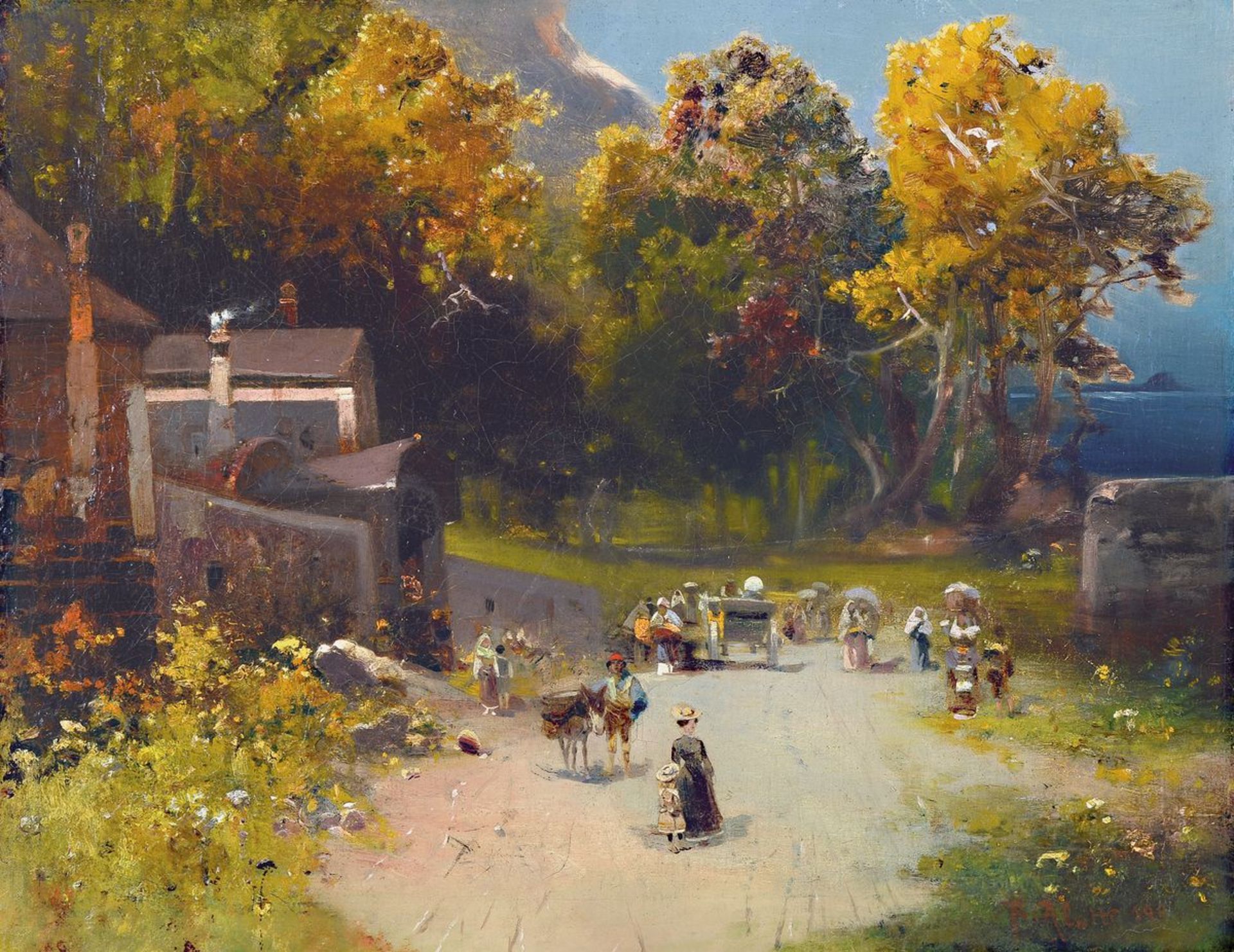 Robert Alott, 1850 Graz-1910 Wien, ländliche Straßenszene