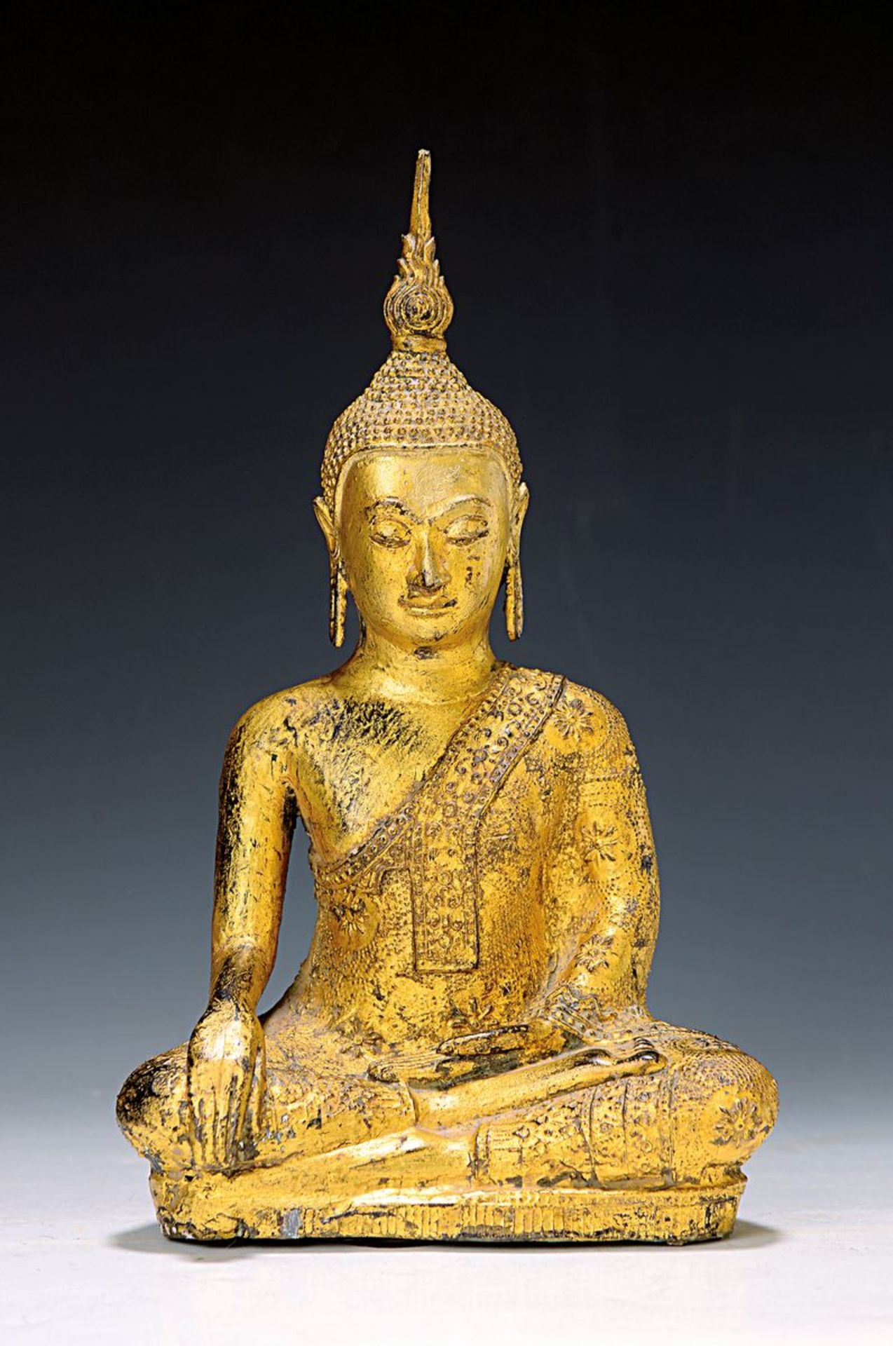 Shakyamuni Buddha, Thailand, 19. Jh., Bronze, feines