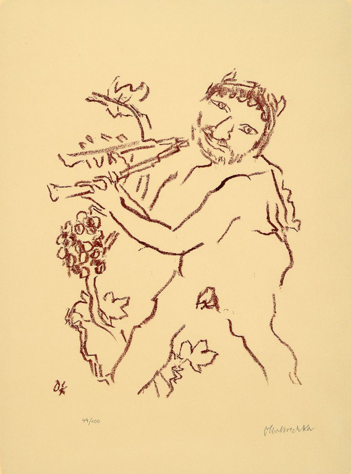 Oskar Kokoschka, 1886-1980, 'Flöte spielender Pan',