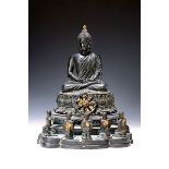 Buddha, Burma, 20.Jh., Bronze, im Dhyana Mudra im vollen