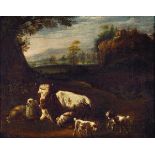 Johann Heinrich Roos, 1631-1685, Pastorale mit Kuh, Schaf