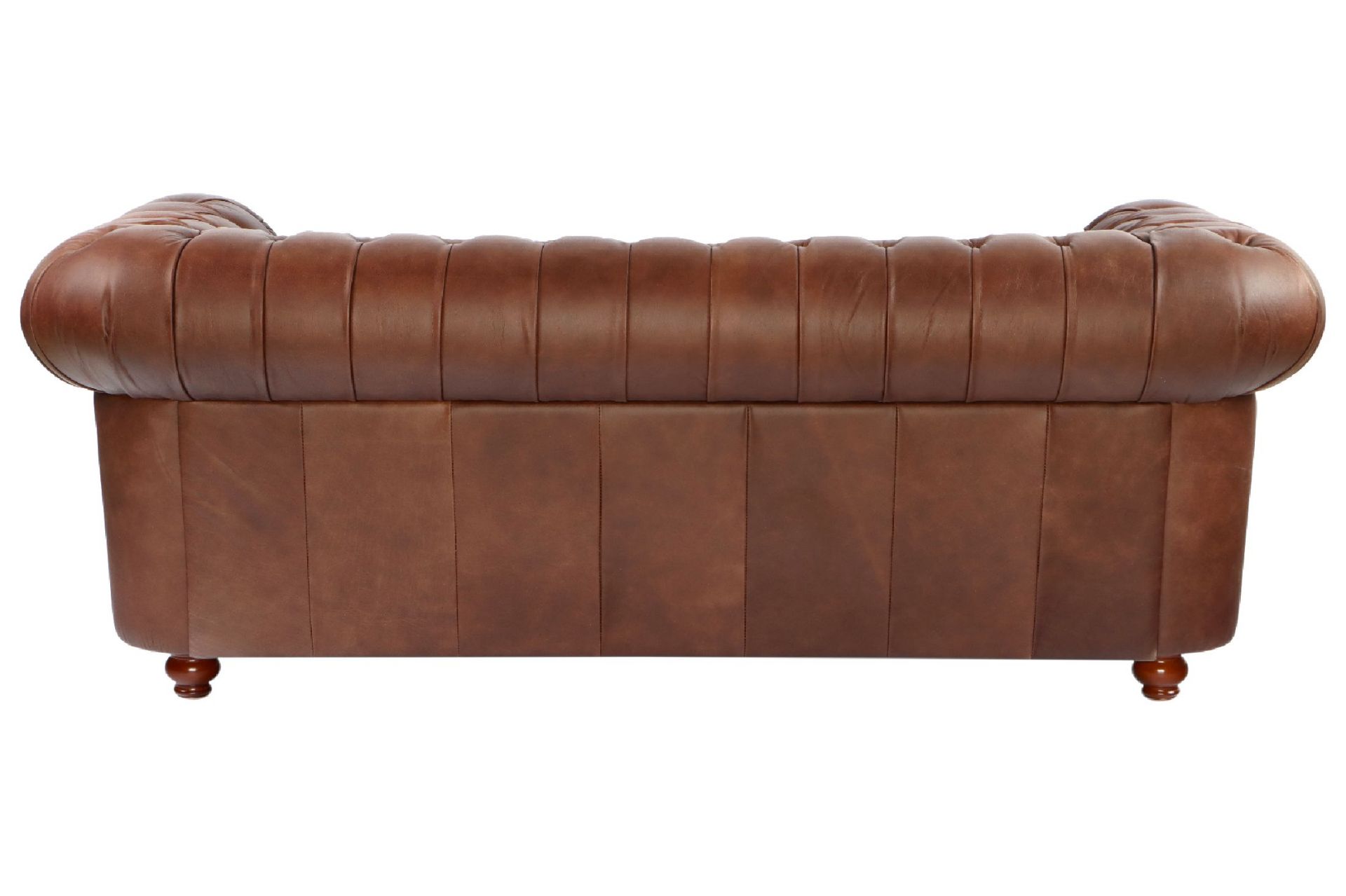 Chesterfieldsofa,  2-Sitzer, braune Lederbezüge, Rücken, - Bild 2 aus 2