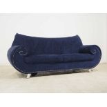 Sofa Bretz,  Modell: Gaudi, dunkelblaue alcantaraähnlicher