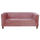 2-Sitzer Sofa,  Korpus Holz, allseitig mit lachsfarbenem