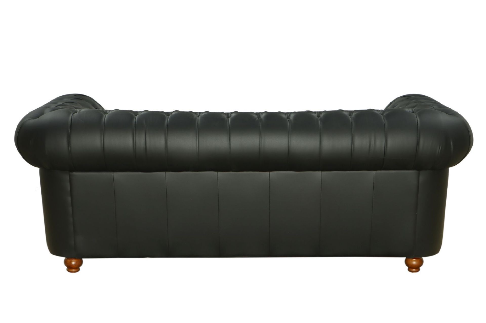 Chesterfieldsofa,  3-Sitzer, schwarze Lederbezüge, - Bild 2 aus 2