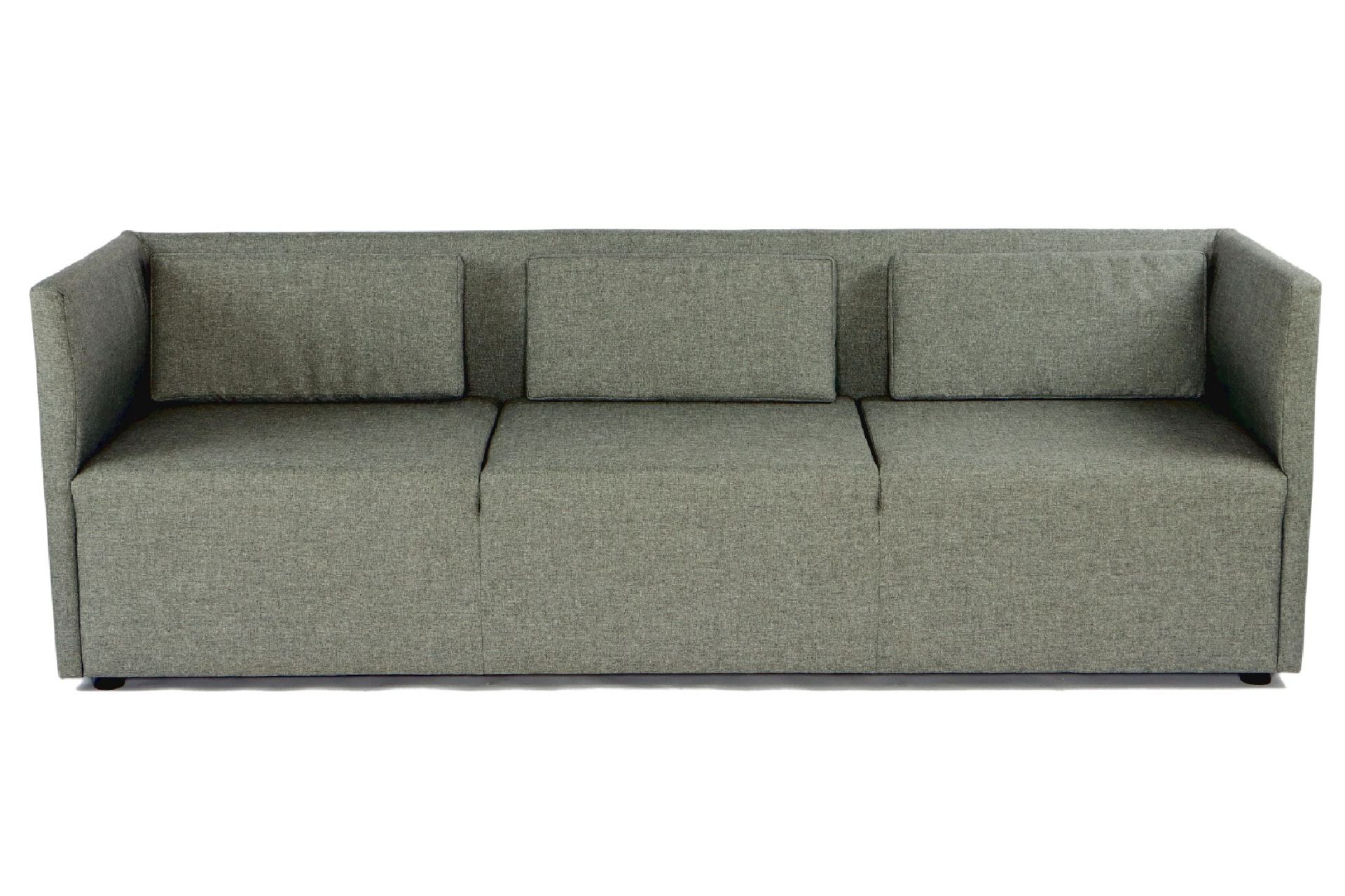 3-Sitzer Sofa,  graue Stoffbezüge, Kissen lose aufgelegt,